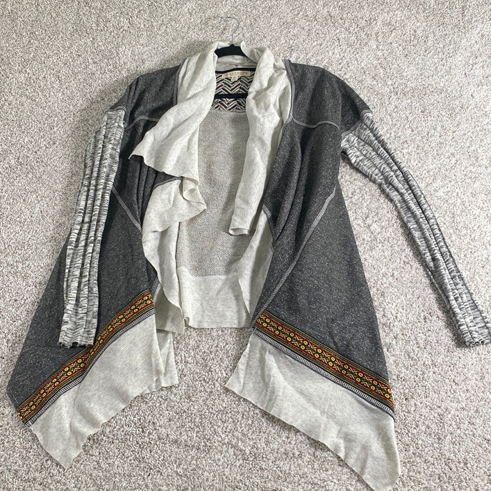 Memory Lane by Scrapbook knit boho waterfall drape open front cardigan